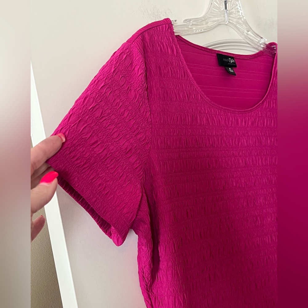 East 5th Fuchsia Textured Short Sleeve Blouse Women’s Size XLarge - Picture 5 of 13